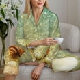 thumbnail image 6 of Salouo Starfish And Seashell Pattern Women's Pajamas Set Long Sleeve Button Down Sleepwear Soft Pj Lounge Sets for women 2 Piece Pjs Set with Long Pants-X-Large, 6 of 7