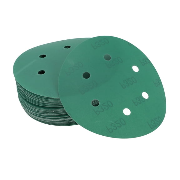 Unique Bargains Car Sanding Discs 6inch 6 Hole 320 Grit Abrasion Resistance | Round Hook and Loop Sandpaper Green 50 Pcs