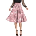 thumbnail image 5 of Women’s High Waist Floral Print Maxi Skirt with Elastic Waistband and Drawstring Bohemian Style A-Line Long Skirt for Casual Wear Light pink M, 5 of 6