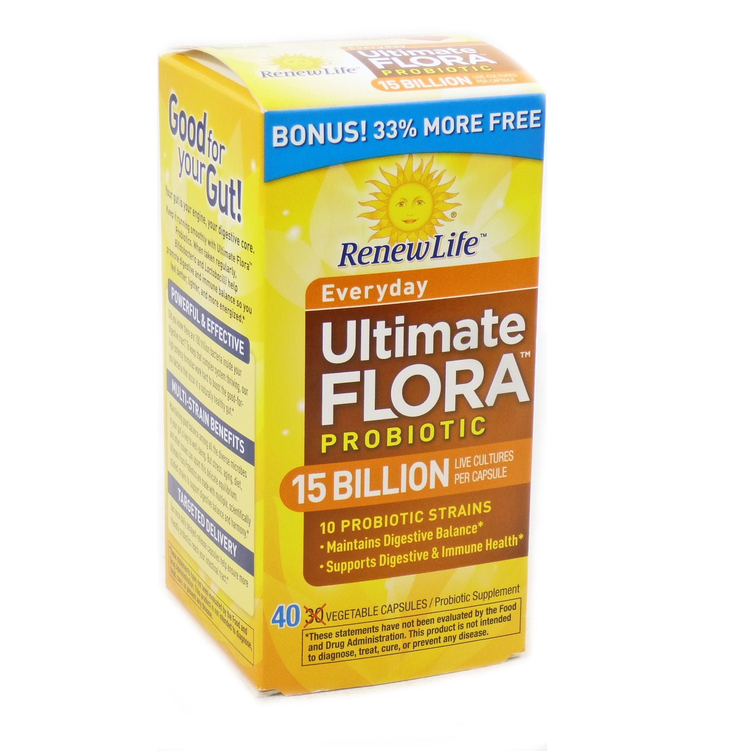 Renew Life Ultimate Flora Everyday 15 Billion Probiotic - 40 Capsules