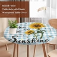 thumbnail image 4 of Sunflower Round Tablecloth, Fitted Table Cover with Elastic for 36"-44" Round Tables, Blue Plaid Farmhouse You Are My Sunshine Table Cloth Outdoor Indoor Dinning Party Waterproof Tablecloths, 4 of 7