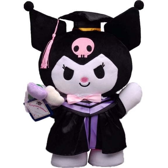 Hello Cartoon Kitty Cat Graduation Large Plush, 13.7in Cute Ku-romi Graduation Gifts for Her, Kawaii Ku-romi Stuffed Animals Plush Toys, Graduation Decorations Class of 2025, Kids Toys for Ages 3 Up