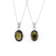 thumbnail image 3 of QNAVIC Green Moldavite Brilliant Oval Stone Handmade Bezel Dainty Pendant Necklace for Women, Healing Chakra Crystal, Rhodium Plated 925 Sterling Silver Chain Necklace, Women Gift, 3 of 4