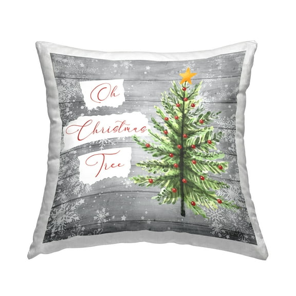 Stupell Industries Oh Christmas Tree Winter Snowflakes Printed Throw Pillow Design by ND Art