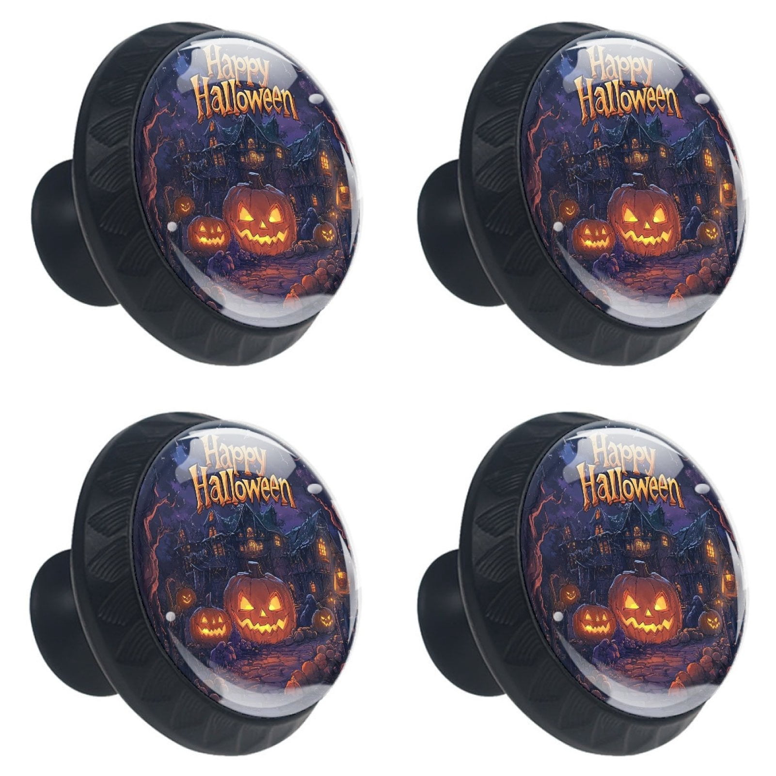 4 Pcs Happy Halloween Knobs for Kitchen Cabinet Cupboard Dresser Bookcase Drawer Pulls Handles Round Home Decor