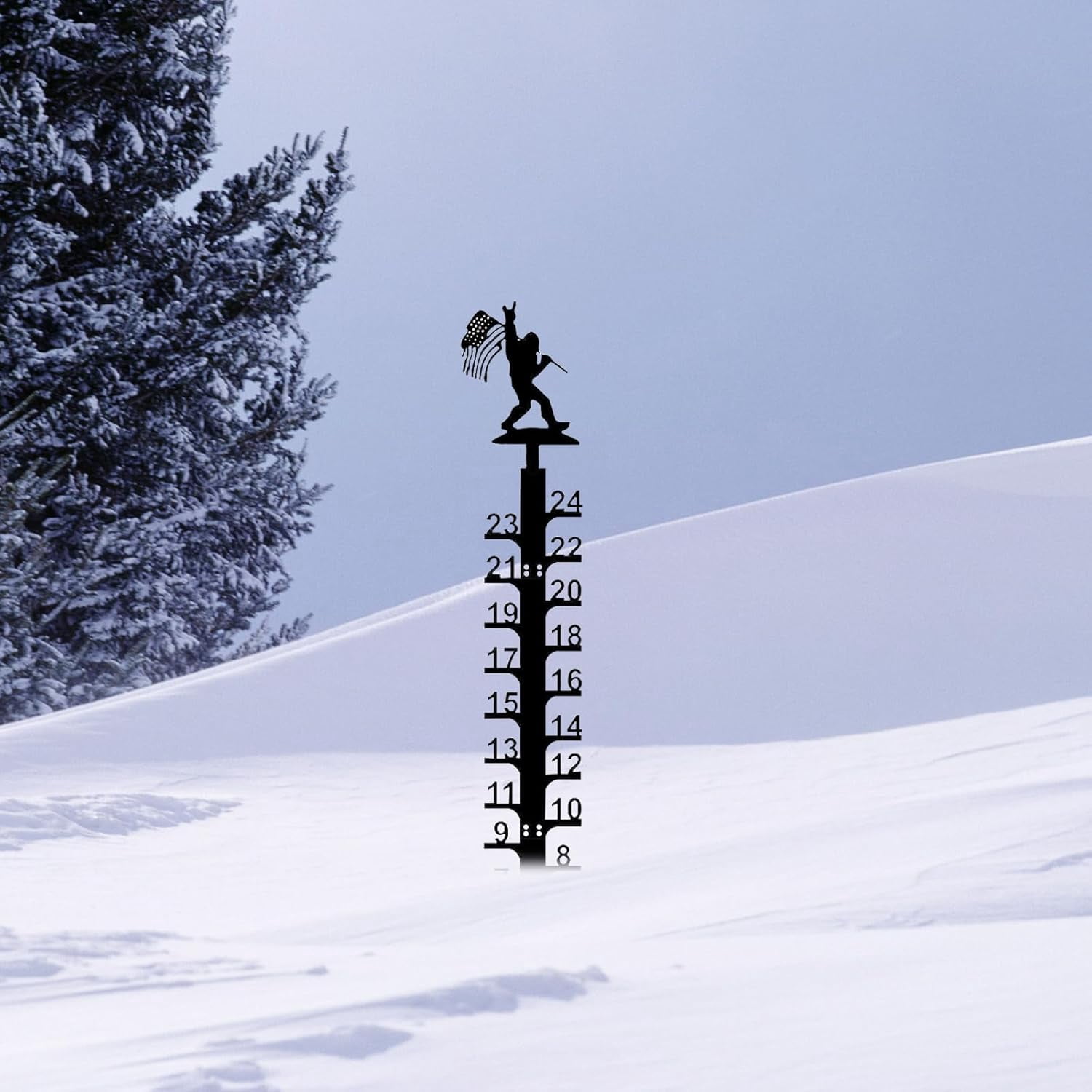 Snow Measuring Stick, 24inch Snow Gauge, Outdoor Measuring Gauge, Metal Detachable Snow Measuring Stick, Rain Gauge Garden Stakes for Yard, Lawn & Garden, Easy to Read
