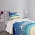 thumbnail image 3 of Ambesonne Landscape Quilted Bedspread Set 2 Pcs, Exotic Ocean Nautical, Twin Size, Cream Turquoise White, 3 of 5