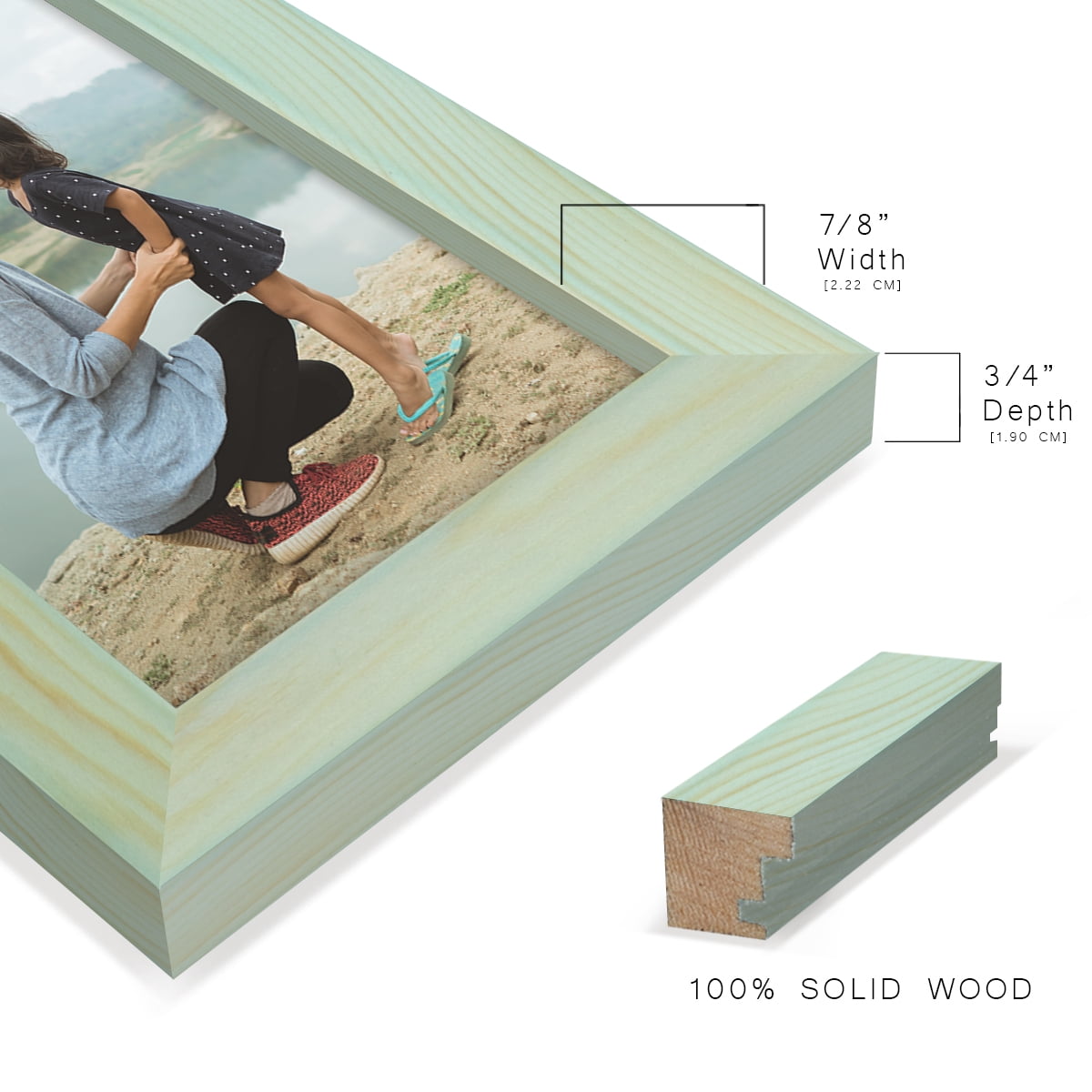 3.5x5 Wood Grain Picture Frame - Seafoam Green