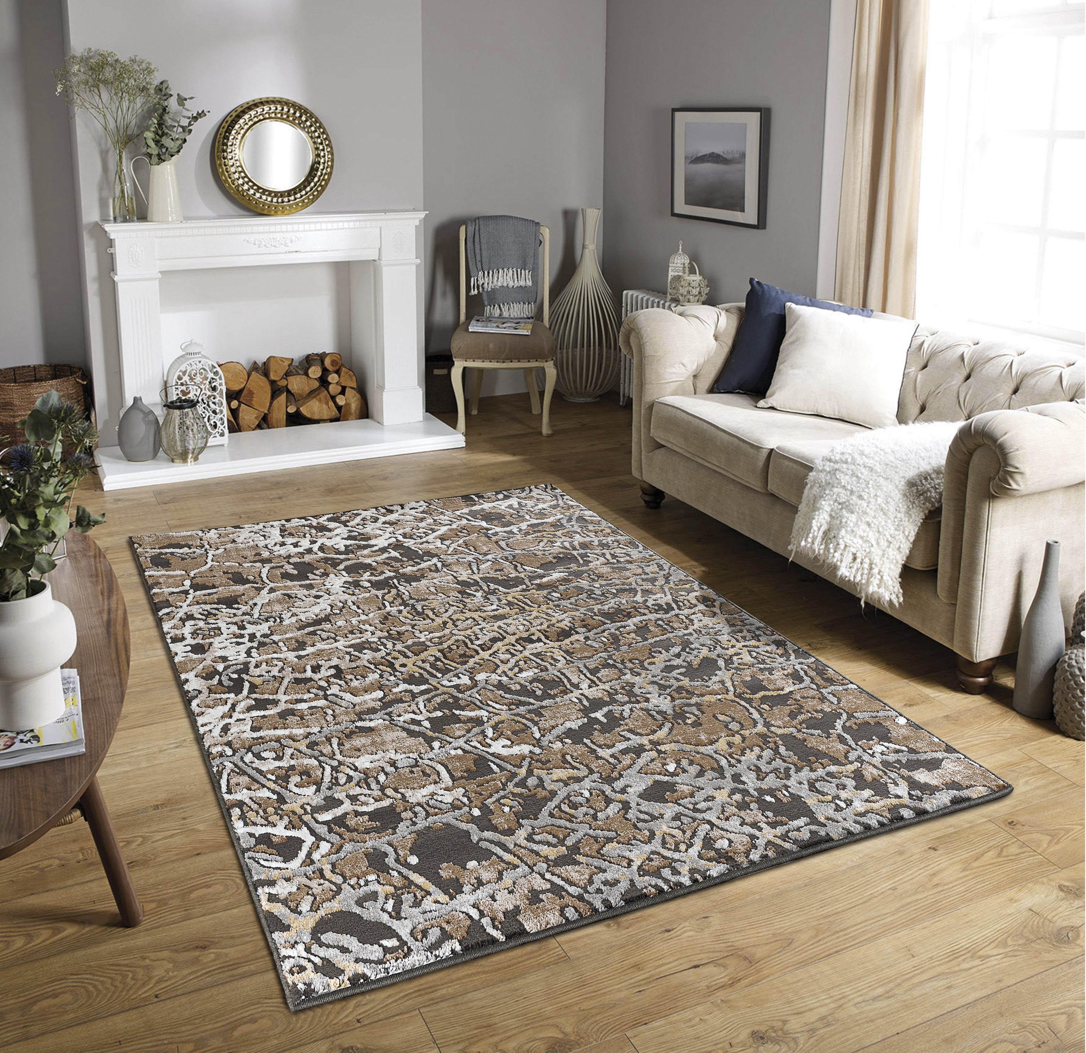 The Sofia Rugs 5' x 7' Brown Area Rug, Modern, Geometric Area Rug