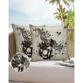 thumbnail image 6 of Pack of 2 Outdoor Pillow Covers, Running Horse Animal Retro Newspaper Pattern Waterproof Square Throw Pillowcase Cushion Decorative Pillow Covers for Couch Patio Tent, 24x24 in, 6 of 6