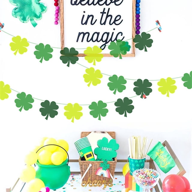 St Patricks Day Decorations Hanging Decorations 28 Pcs Party Set Swirl, Banner, Balloons, Irish Stickers, Cake Flags