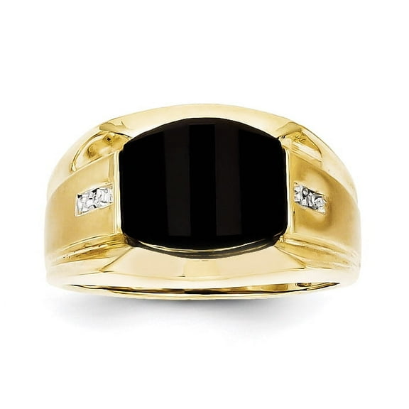 10k Men's Diamond and Black Onyx Ring