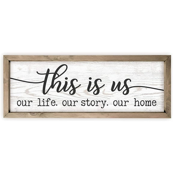 This Is Us Rustic Wood Wall Sign 8x24 (Brown with Frame)