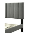 thumbnail image 3 of Full Size Bed Frame with USB Charging, Full Size Platform Bed Frame with Square Design Headboard, Full Size Upholstered Bed Frame with Wooden Slats, Gray, 3 of 5
