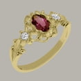 thumbnail image 2 of LBG British Made 14k Yellow Gold Natural Pink Tourmaline & Diamond Womens Anniversary Ring - 33 size options - Size 6.25, 2 of 8