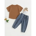 thumbnail image 4 of Kids Boys Clothes Sets 2pcs Solid Short Sleeve Pullover T Shirts+Elastic Denim Ripped Pants, 4 of 8