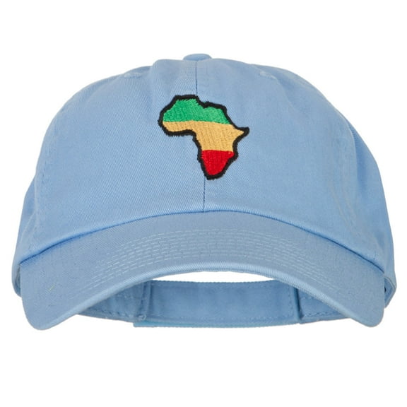Rasta Africa Map Embroidered Low Profile Cotton Cap - Sky Blue OSFM