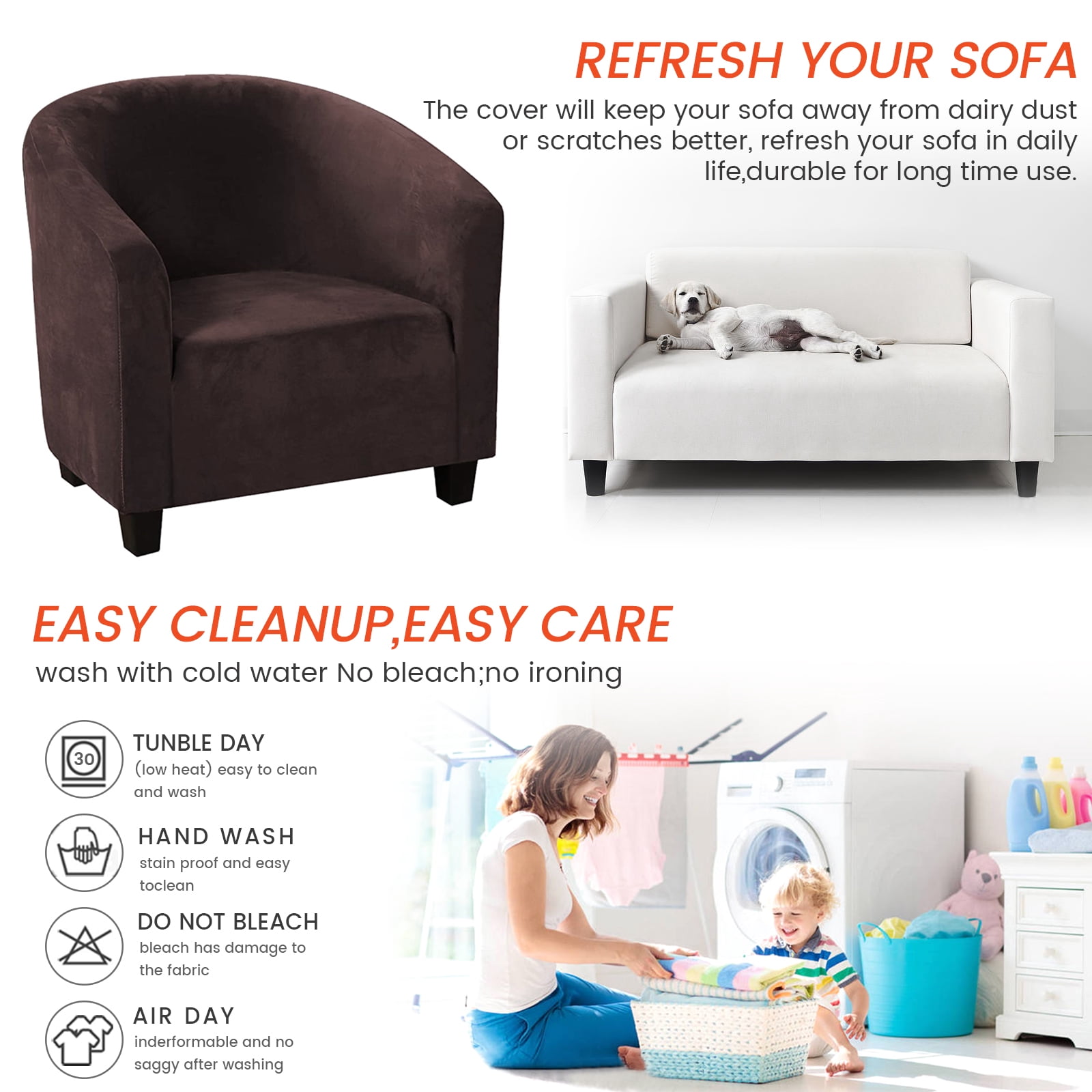 CJC Stretch Velvet Sofa Cover Club Chair Slipcover Plush Chair Covers, Spandex Elastic Armchair Couch Cover Sofa Furniture Protector for Bar Counter Living Room Internet Cafes Hotel