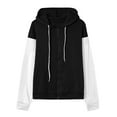 thumbnail image 5 of Wyobmus Women's Zip Up Hoodies Casual Y2K Color Blocked Sweatshirts Long Sleeve Drawstring Hooded Sweatshirts Fall Track Jackets with Pockets A-Black, 5 of 6