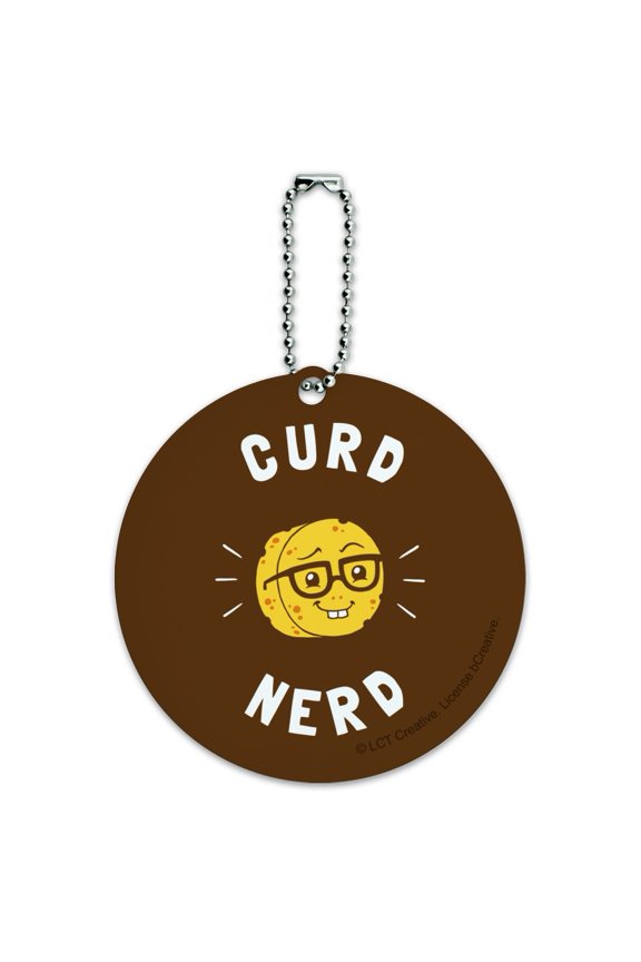Curd Nerd Cheese Funny Humor Round Luggage ID Tag Card Suitcase Carry-On
