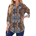 thumbnail image 2 of Fantaslook Womens Button Down Shirts Boho Floral Printed Long Sleeve Blouses Business Work Shirt Dressy Casual Loose Tops, 2 of 10