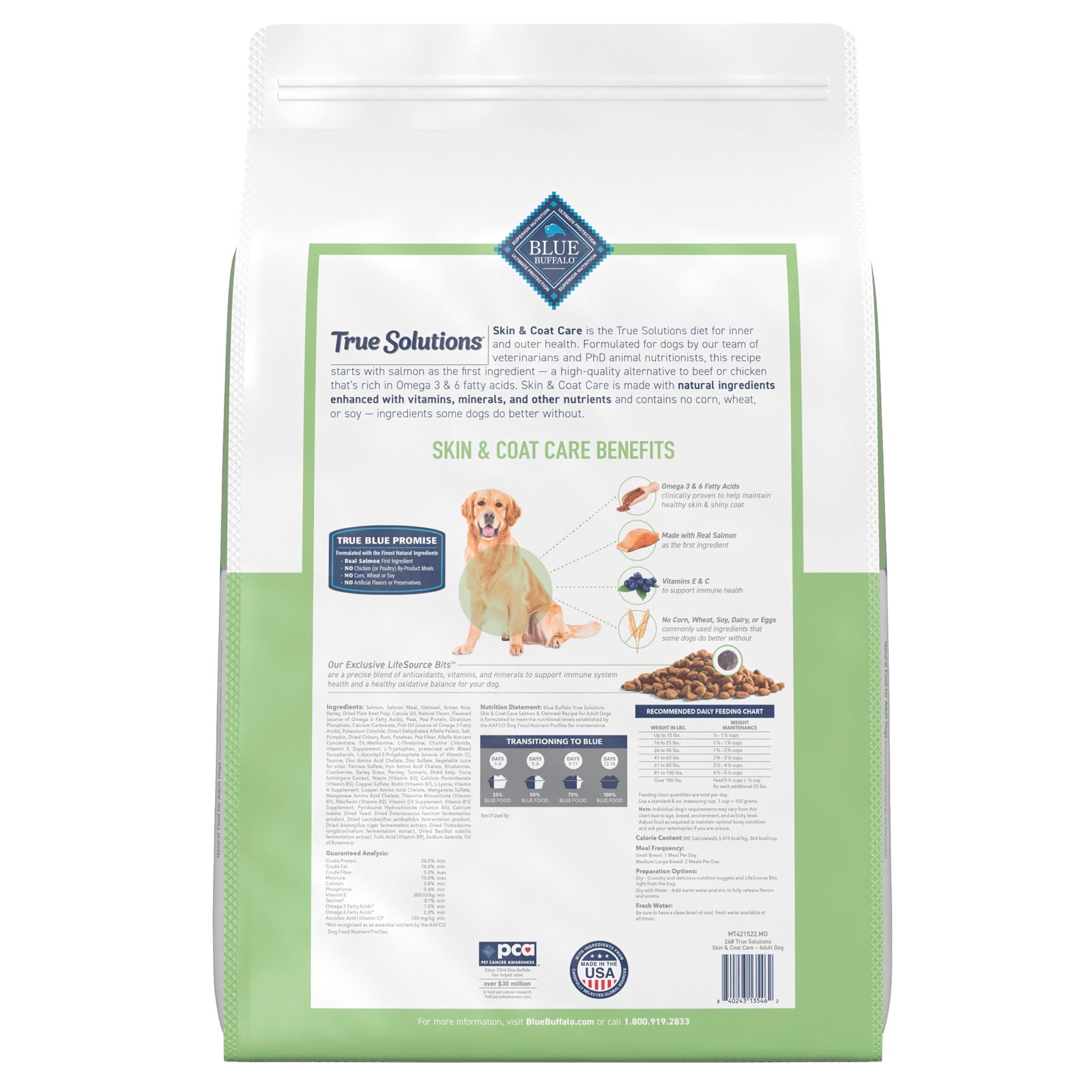 Blue Buffalo True Solutions Skin & Coat Adult Dry Dog Food, Salmon, Chicken Free, 24lb Bag