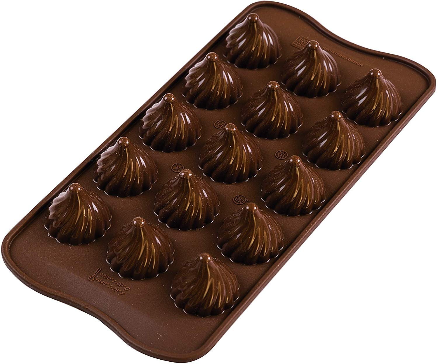 Silikomart Choco Flame Silicone Chocolate Mold, Flexible Tray with 3D Technology Creates 15