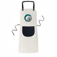thumbnail image 1 of crouching Chien Blanc Tablier Réglable Bavoir Coton Lin bbq Cuisine Poche pinafore, 1 of 3
