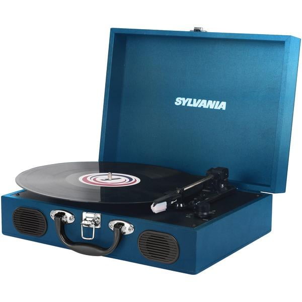 Sylvania Stt102usb Portable Usb Encoding Turntable Record Player In Suitcase Blue Walmart Com Walmart Com