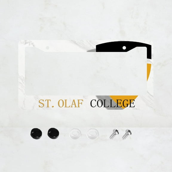 St. Olaf College license plate frame, interesting license plate frame, license plate label, front and rear license plate covers, license plate frame holder, size 12x6 inch