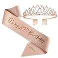 thumbnail image 5 of Tnobhg Shiny Rhinestones Crown Headband Number Print Noble Stunning Birthday Party Crown Tiara with Ribbon Hair Accessories, 5 of 8