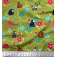 thumbnail image 1 of Soimoi Rayon Crepe Fabric Floral & Cute Animals Cartoon Decor Fabric Printed Yard 46 Inch Wide, 1 of 1
