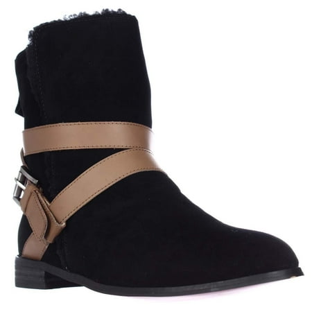 Womens Twiggy London 433203 Faux Fur Lined Ankle Boots, Black, 7 W