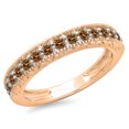 thumbnail image 1 of 0.55 Carat (ctw) 14K Rose Gold Round Cut Champagne Diamond Ladies Millgrain Anniversary Wedding Stackable Band 1/2 CT, 1 of 1