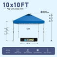 thumbnail image 4 of SUMMIT LIVING 10 x 10 ft Pop-up Canopy Tent Straight Legs Instant Canopy for Outside with Wheeled Bag - Blue, 4 of 8