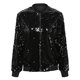 thumbnail image 5 of Moda mujer lentejuelas abrigo chaqueta de bombardero de manga larga con cremallera ropa de calle cas Tomshoo M, 5 of 7