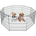 thumbnail image 1 of BestPet Dog Pen Playpen Puppy Pet Playpen 8 Panel Indoor Outdoor Metal Portable Folding Animal Exercise Dog Fence, 24", Black, 1 of 6
