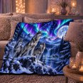 thumbnail image 6 of Majestic Wolf Pack Northern Lights Wilderness, Peaceful Mountain Lake Scene, Warm Flannel Blanket for Cabin and Lodge, Outdoor Lovers Valentine's Day Gift, Fantasy Home Decor, 6 of 9