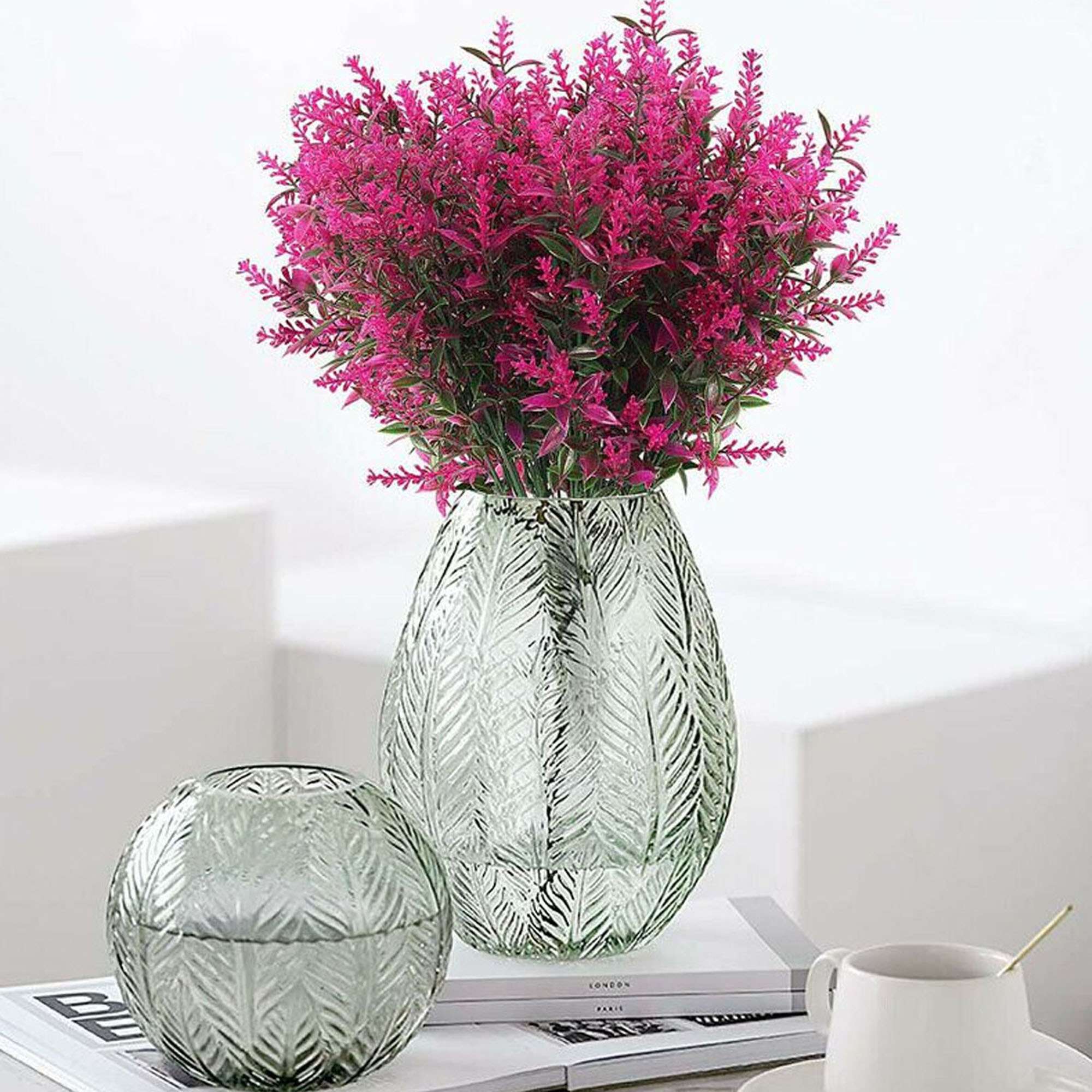 LAVA 32 Bundles Artificial Flowers UV Resistant Faux Lavender Flowers for Outdoor Indoor Wedding Garden Home Decor