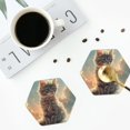 thumbnail image 3 of Bingfone Vintage Sunshine Cloud Kitten Leather Drinks Coasters with Set of 6,Suitable for Home Kitchen,Coffee Cup Coasters Home Gift, 3 of 7