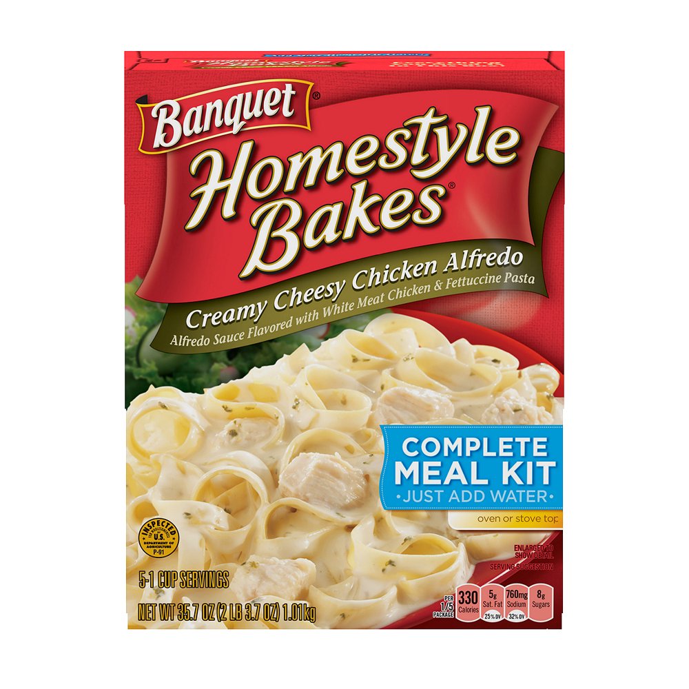 Banquet Homestyle Bakes Creamy Cheesy Chicken Alfredo, Meal Kit, 35.7
