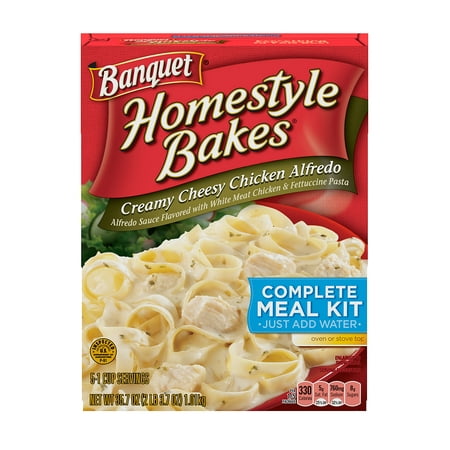 - Banquet Homestyle Bakes Creamy Cheesy Chicken Alfredo Meal Kit, 35.7 Ounce