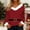 Red, variant on Pxiakgy Christmas Tops for Women Fluffy Furry V Neck Cute Shirts Long Sleeve Tunic Dressy Fall Winter Loose Fit Pullover Tee Christmas Solid Color Plush Collar Plush Cuffs T Shirt Green L