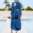 thumbnail image 2 of Joan Miro Red Shapes on Blue Long Sleeved Shirt Dress summer dress korean women summer dress daily Cocktail of dresses, 2 of 6