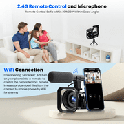 Campark 5K Video Camera Camcorder Dual Lens 3”Touch Screen 56MP Digital Vlogging Cameras for YouTube with Microphone
