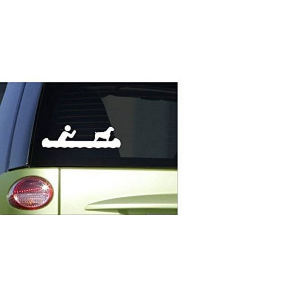 Canoe with Boxer *J008* 8 inch dog sticker decal