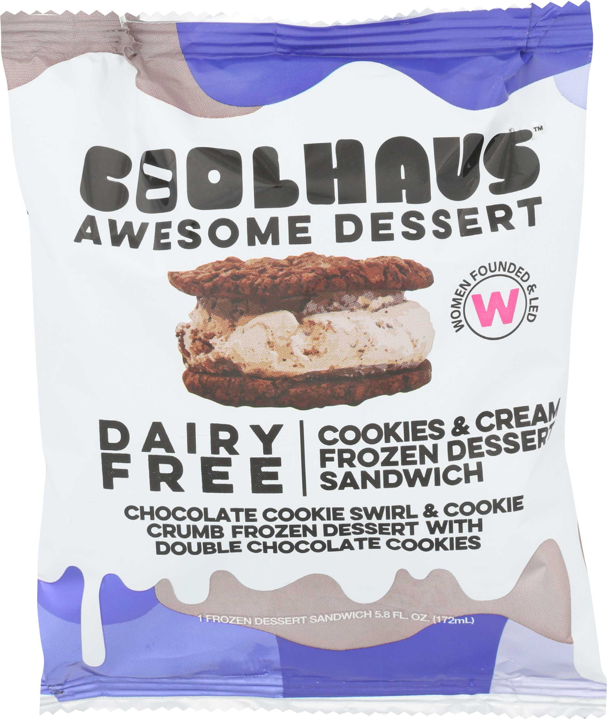 Coolhaus Dairy Free Cookies and Cream Ice Cream Sandwich, 5.8 Fluid