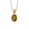 Gem Stone King 3.05 Ct Whiskey Quartz Yellow Created Sapphire 18K Rose Gold Plated Silver Pendant