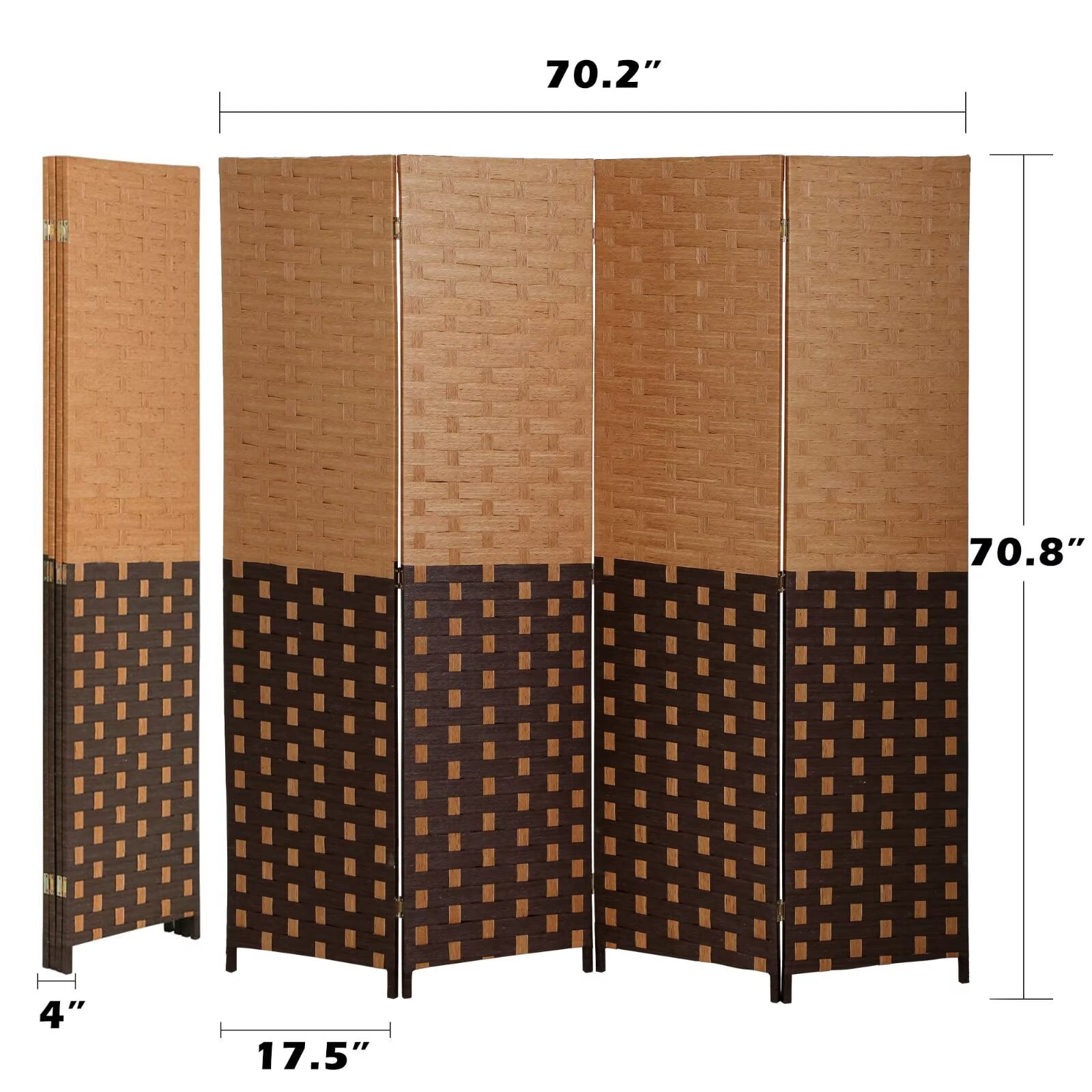 4 Panel Room Dividers Foldable Privacy Screen Decorative Indoor Screen 6TF Wooden Office Dividers Partition Wall for Home, Office, Bedroom, CM