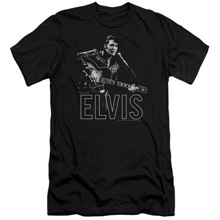 Elvis Presley The King Rock Guitar In Hand Adult Slim T-Shirt